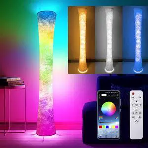 2 Pcs Floor Lamp, 61'' Smart RGB LED Corner Lamp with Music Sync and 16 Million DIY Colors, 3 Color Temperature, APP & Remote Control, Color Changing Standing Floor Lamp for Bedroom Living Room