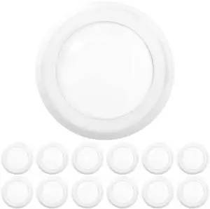 12 Pack 5/6 Inch LED Disk Lights, Disc Lights Ceiling, LED Flush Mount Recessed Can Lighting, 1050 LM, 3000K Warm White, Dimmable, 15W=75W, Damp Rated ETL.