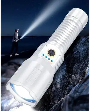Laser Flashlights 5000.000 High Lumens Rechargeable, Super Bright LED Flashlight, 5 Modes Flash Light High Powered, Adjustable Tactical Flashlight, Waterproof Handheld Flashlight for Emergencies, Home