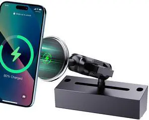 Upgraded Wireless Charger with Phone Mount for 2019+ Ram Truck, Dash Magnetic Mount Cell Phone Holder Compatible with 2019+ Dodge RAM 1500/2500/3500 & TRX, 360° Rotation Stand Fit for All Phones