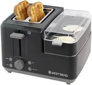 Breakfast Station 2-Slice Toaster and Egg Cooker/Poacher with Removable Pre-Cooked Meat and Vegetable Warming Tray for Perfect Breakfast Sandwiches, 1200-Watts, Black