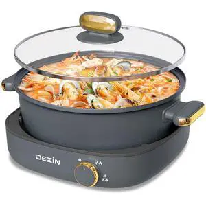 Electric Shabu Shabu Pot with Removable Pot, 4L Non-Stick Hot Pot Electric with Dual-Power Control, Electric Pot with Tempered Glass Lid for Party, Family and Friend Gathering