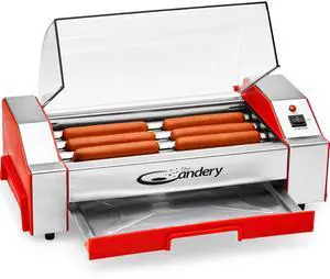 Electric Hot Dog Roller - Sausage Grill Cooker Machine - 6 Hot Dog Capacity - Household Hot Dog Machine for Children and Adults