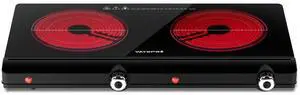 Infrared Double Burner Electric Cooktop - 1800W Portable Stove, Heat-up In Seconds, Countertop Cooktop for Dorm, Compatible with All Cookware