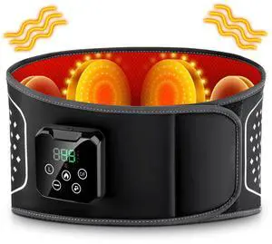 Electric Heating Pad with Massage, Cordless massager for Lower Back, 3 Vibration Modes, 4 Heating Levels, 4000mAh Battery, Portable Waist Wrap Belt, Relaxation, Lumbar Support, Gift for Men and Women