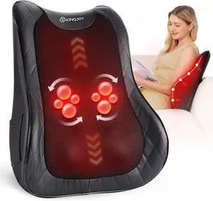 Back Massager for Pain Relief Deep Tissue, Full Back Rolling Massager with Heat 3D Shiatsu Kneading Electric Massage Pillow for Back, Neck, Shoulder, Spot Massage, Gifts for Mom Dad Women Men