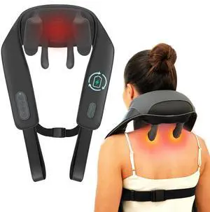 Cordless Neck Shoulder Massager with Soothing Heat, Upgarded 4D Deep Tissue Kneading, Shiatsu Back Massager Pillow for Neck, Traps, Back, Gifts for Men Women Mom Dad