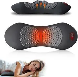 3 in 1 Upadate Rechargeable Electric Lumbar Support Pillow with Adjustable Height for Bed and Chair,Back Massager with Heat,Back Massager for Pain Relief Deep Tissue,Waist Wedge Bolster (Black)