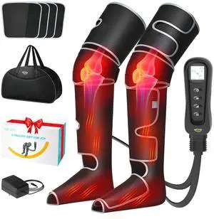 Leg Massager for Circulation and Pain Relief FSA, Gifts for Men Women Dad Mom, Leg Massager with Heat and Compression, 2 Heat 5 Modes 4 Intensities 4 Extenders