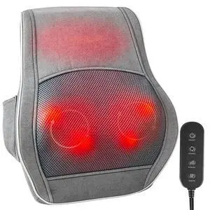 Shiatsu Neck and Back Massager with Heat, Deep Tissue Kneading Massage Pillow, Electric Massagers with Bi-Directional Rotating Head for Neck, Back, Shoulders, and Legs, Gift for Mom Dad Grey