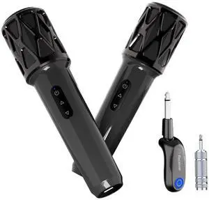 Wireless Microphones for Singing,Dual Handheld Dynamic Mic with Rechargeable Receiver,Karaoke Microphone Set for Singing,Wedding,Home Party, Classroom,Speech,Church,PA System,Plug and Play