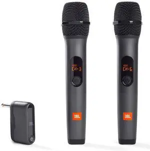 Wireless Two Microphone System with Dual-Channel Receiver, Black