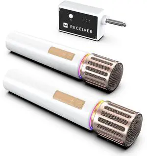 Wireless Microphones, Microphone with One-to-One Chip Connection, Controllable LED Lights, 40H Duration, 200FT Range Free Sing, Volume Control Microphone for Singing, Speech, Home Party, Youtube