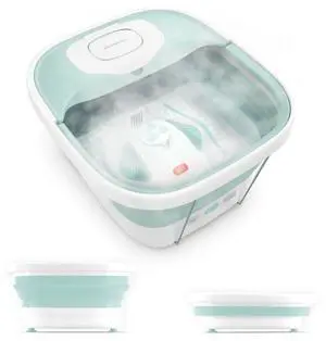Smart Space Elite Footbath with Heat Boost, Collapsible, Invigorating Bubble Massage, 3 Pedicure Attachments, Safe to Use Bath Salts, Patented Safety-Lock System, Ergonomic