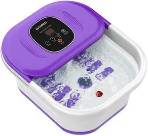 Foot Spa Bath Massager with Heat, Collapsible Foot Massager Spa Soaking Tub with Bubble, Pedicure Foot Spa for Relaxation, Gifts(Purple)