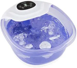 Salt-N-Soak Footbath with Heat Boost and Soaking Salt Starter Kit, 4 Soothing Massage Rollers, Toe-Touch Controls, Splash Guard, Bubble, Vibration Massage, Bath Salt Dispenser, LED Display