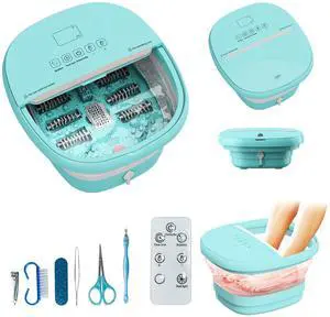 Pedicure Foot Spa with Bubble and Heat,Collapsible Foot Soaking Tub with Remote Control,Pedicure Tools for Feet,Foot Bath Soak Tub Gift for Women/Men,Mom/Dad