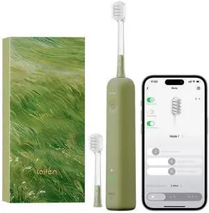 Wave Special Electric Toothbrush, New 2025 Version Oscillation & Vibration Sonic Electric Toothbrush for Adults with App, 2 Brush Heads, IP68 Waterproof Travel Powered Toothbrush (Meadow Green)