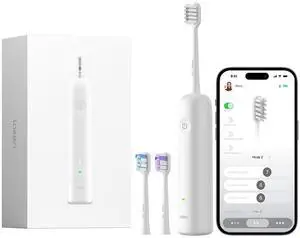 Wave Electric Toothbrush, Oscillation & Vibration Sonic Electric Toothbrush for Adults with 3 Brush Heads, IPX7 Waterproof ADA Accepted Travel Powered Toothbrush ABS(White)