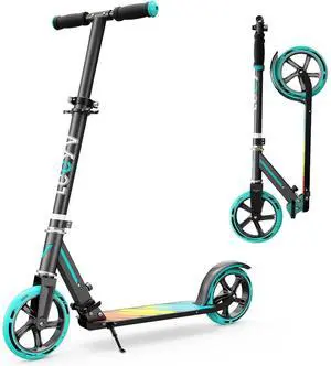 Scooter Adults, Foldable Scooter with Big Wheels, Adjustable Height, Aluminium Frame, Holds Up to 240 LBS