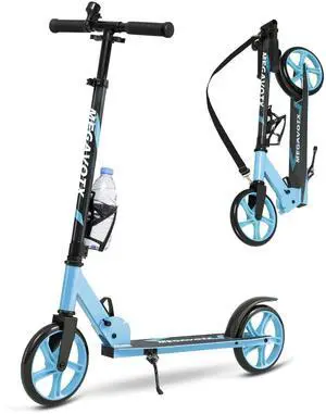 Foldable Scooter with 8 inch Sturdy Wheels - ScootersTeens, Adults , Adjustable Handlebar, Gift for Boys&Girls, 220lbs Max Load Capacity, Bearing ABEC7 - Blue