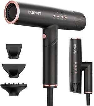 Hair Dryer with Diffuser, Professional Ionic Blow Dryer for Fast Drying, Foldable Travel Hair Dryer with 110,000 RPM Brushless Motor, Thermo-Control Quiet