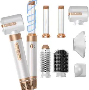 Blow Dryer Brush 7 in ONEAutowrap Curling Wand, 110,000 RPM High-Speed Negative Ionic Hair Dryer with Diffuser Concentrator, Round Brush Blow Dryer Air Styler, Volumizing Hair Styling Tools