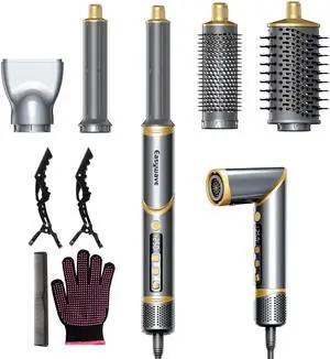 Air Wrap Hair Styler: Flexible 5 in 1 Styling & Drying System, Professional Hot Air Brush Set for Fast Drying, Curling, Volumizing, Smoothing & Styling, Oval Brush, Concentrator