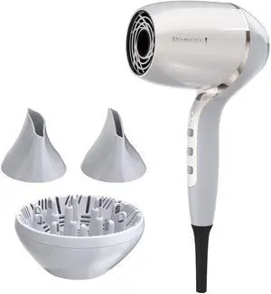 PROLUXE HydraCare Hair Dryer with Diffuser, Pearl White/Gray, 1875 Watts of Drying Power