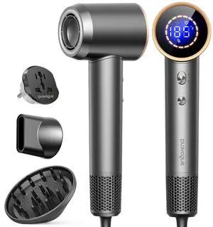 Dual Voltage Travel Hair Dryer with Diffuser, High-Speed Ionic Blow Dryer for Women, Fast Drying, Low Noise, Lightweight, No Heat Damage, European Travel 110V-120V/220V-240V