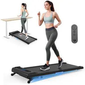 2-in-1 Under Desk Treadmill, Foldable Walking Pad for Home Office, Portable Electric Treadmill with Remote Control & LED Display, Compact Running Machine for Small Spaces, 300 lbs Capacity