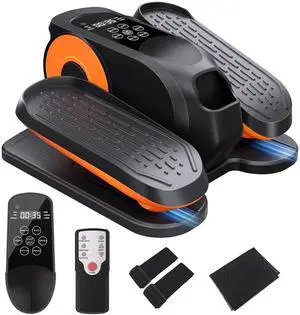 Under Desk Elliptical Machine,  Ellipse Leg Exerciser for Seniors Fully Assembled, Quiet & Portable Electric Seated Pedal Exerciser with Remote Control & 12 Adjustable Speeds (Orange)