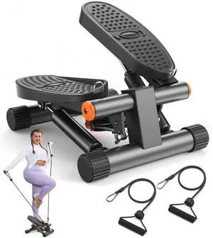 Steppers for Exercise, Mini Stair Stepper with Resistance Bands at Home Workout Equipment with 300LBS Loading Capacity, Hydraulic Fitness Stepper with LCD Monitor