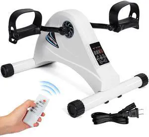 Motorized Mini Exercise Bike Pedal Exerciser for Seniors Rehab Training, Electric Under Desk Bike Pedal Exerciser for Arm/Leg Fitness & Physical Therapy, 6 Levels Speed Adjustment