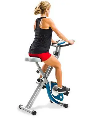 Fitness Folding Exercise Bike, 225 LB Weight Capacity, Cordless, Battery Powered with Solid X-Frame Folding Design, Padded Seat and Handlebars, Adjustable Foot Straps, 8 Levels of Resistance