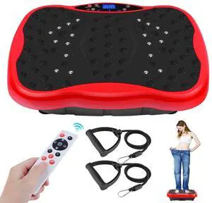 Vibration Plate Exercise Machine, Health & Fitness Full Body Vibration Platform, Portable Vibration Plate Platform for Weight Loss Home Fitness, Lymphatic Drainage, w/Resistance Bands+Remote