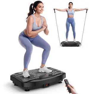 Vibration Plate Exercise Machine Weight Loss, Full Body Workout Vibration Plate Lymphatic Drainage, 199 Adjustable Speeds Power Shaping Vibrating Plate 450 Lbs Capacity Fitness Platform Black