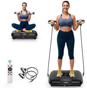 Vibration Plate Exercise Machine - 180 Speeds & 300 lb Capacity, Full Body Workout Vibration Platform with Remote Control for Lymphatic Drainage, Weight Loss & Toning