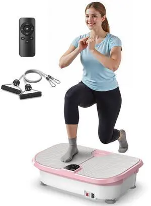 Vibration Plate Exercise Machine, 400 LBS Capacity Vibration Plate for Lymphatic Drainage, Max Space for Whole-Body Workout & Relaxation at Home-Pink