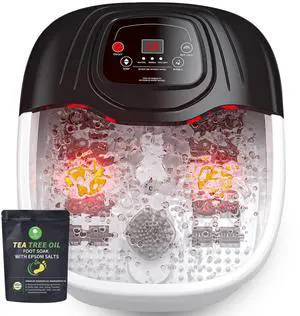 Foot Spa Bath Massager with Heat, Epsom Salt,Bubbles, Vibration and Red Light, Tub for Stress Relief,Foot Soaker, Birthday Gifts for Mom Dad Women Men Her Him
