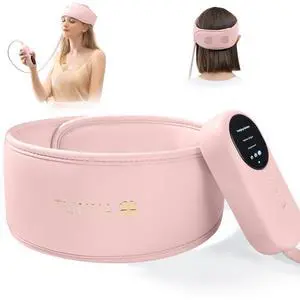Head Massager,Scalp Massager,Relief Headaches,Fatigue,Stress,Sleep aid,Hangover with Airbag Kneading,Constant Temperature Hot Compress for Head (Pink)