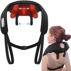 Width Adjustable Neck Massager with 5 Heat Zone, Wireless 6D Shiatsu Shoulder Massager for Pain Relief Deep Tissue, Massager for Neck and Shoulder Pain, Gifts for Men Women Dad Mom