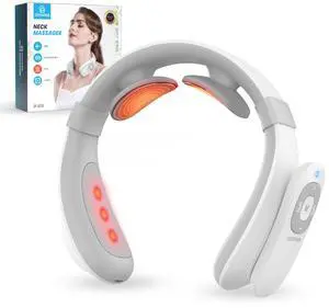 Portable Heated Neck Massager, EMS Intelligent Electric Neck Massager with Heat and 3D Electrode Pads for Women Men