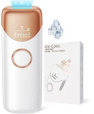 Laser Hair Removal with 5 Ice Cooling,  Painless IPL Laser Hair Removal Device 3 In 1 At Home Hair Remover Machine Permanent Hair Removal for Women Men Facial Body Use(Gold)