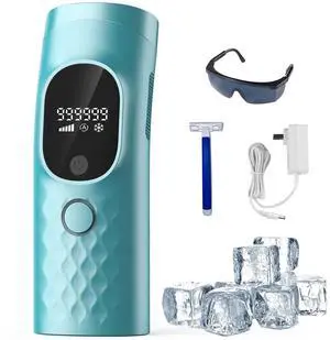 Laser Hair Removal for Women and Men - Permanent Painless Ice Cooling IPL Device Remover Machine with Shaver, Goggles, 999,999 Flashes for Body and Face, Corded