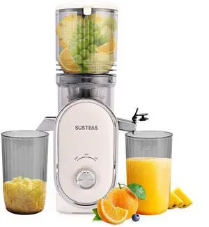 Cold Press Juicer, 5.3" Feed Chute Slow Masticating Machines with 300W, Fit Whole Fruits & Vegetables, Easy to Clean, High Juice Yield, White Cold Press Juicer, 5.3" Feed Chute Slow Masticating Machines with 300W, Fit Whole Fruits & Vegetables, Easy to Clean, High Juice Yield, White