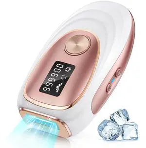 Laser Hair Removal, IPL Hair Removal with Ice-Cooling System for Painless & Long-Lasting Result, Safe At-Home Hair Remover Device for Armpits Back Legs Arms Face Bikini Line, Rose Gold