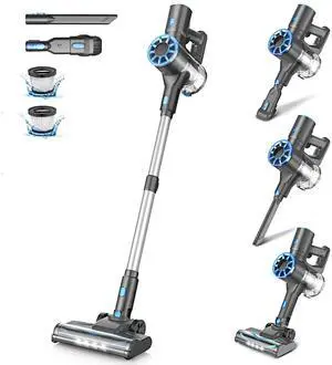 Cordless Stick Vacuum Cleaner with Self-Standing, 8-in-1 Vacuum Cleaners for Home, Lightweight Powerful Vacuum with LED Screen, Rechargeable Vacuum for Carpet, Pet Hair, Hardwood Floors