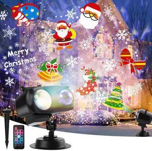 Christmas Halloween Outdoor Projector Lights with 14 HD Replaceable Slides with Remote Control Waterproof Outdoor Indoor Xmas Theme Party Yard Garden Decoration