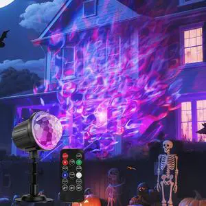 (2 Pack) Halloween Christmas Projector Lights Outdoor - RGBW Ocean Wave LED Light Projector with Remote & Timer, IP65 Weatherproof for Yard, House Parties, Bedroom Ceiling Decor (Holiday Gift Idea)
